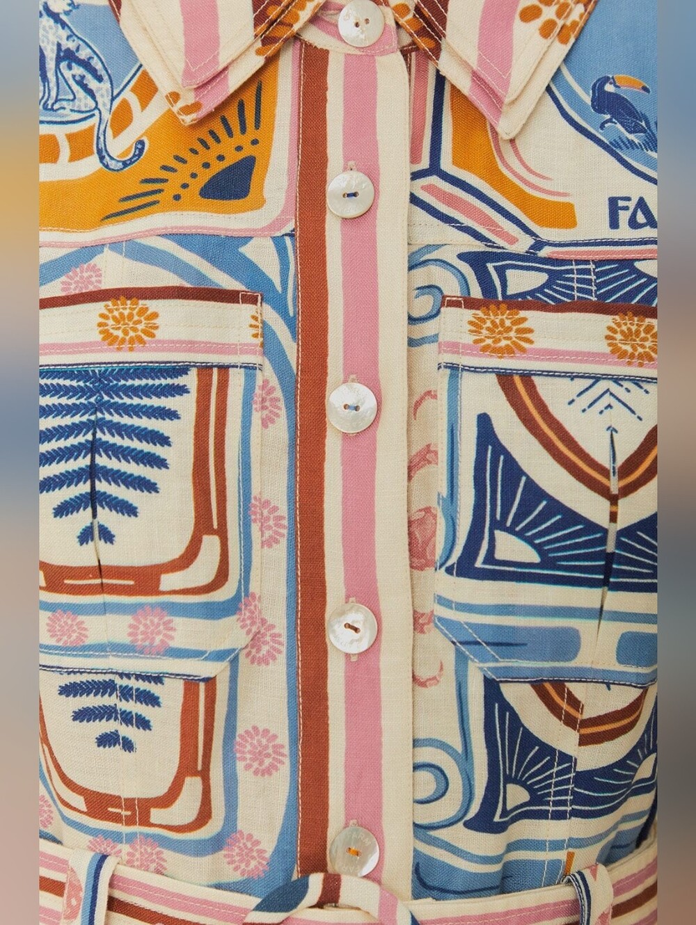 Farm Rio Cerrado Stamps Mini Dress - Picture 2 of 13
